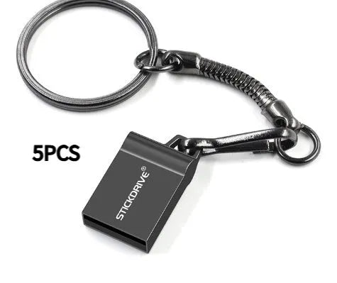 Metal USB flash drive with necklace chain in black and silver colour options