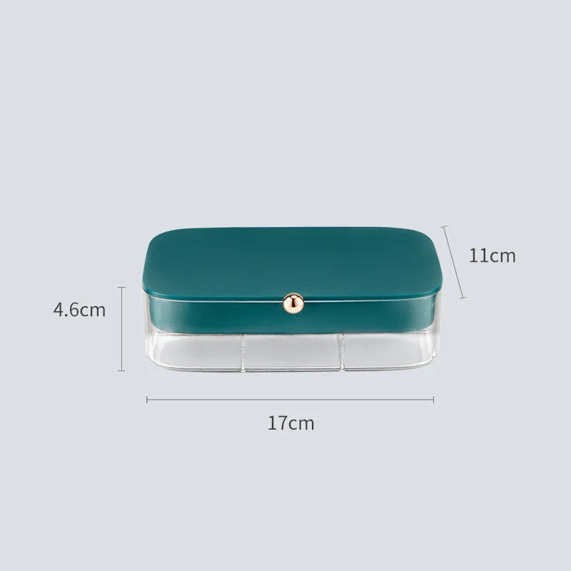 Modern minimalist jewelry storage box with multi-layer compartments in green colour