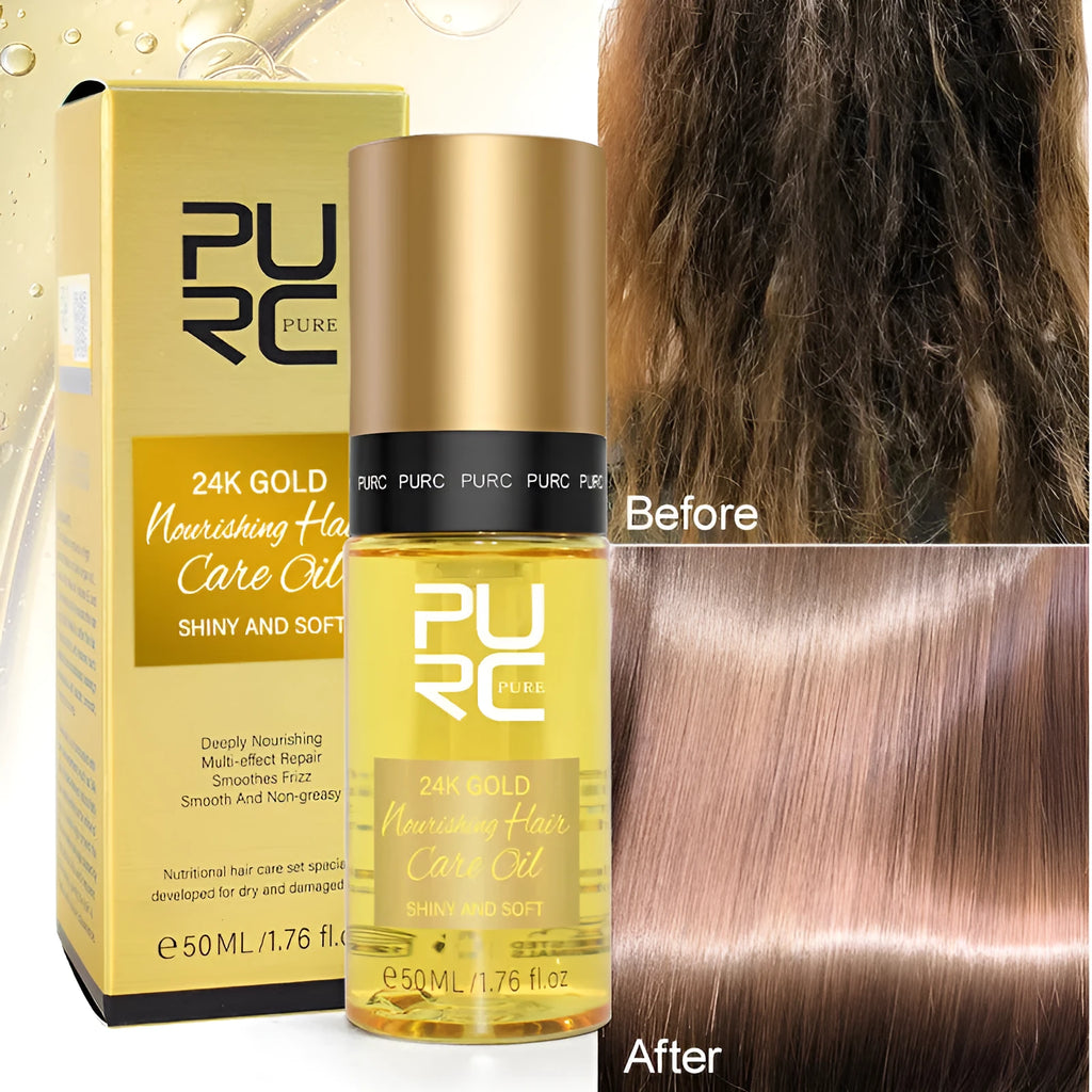 Yellow 50ml bottle of curly hair repair and scalp care essential oil.