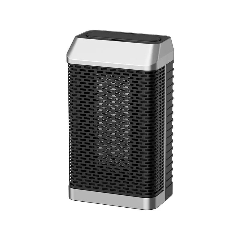 Black compact desktop smart heater with remote control and shaking head feature for small room warming