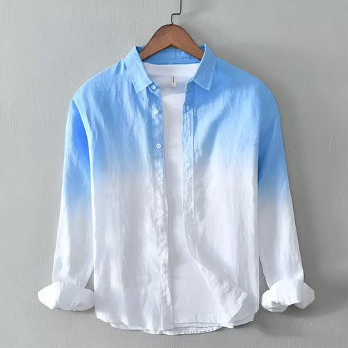 Casual loose top coat in hemp polyester blend fabric available in dark blue, light blue and yellow colours
