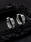 Retro ethnic style copper earrings with electroplated gold Great Wall pattern