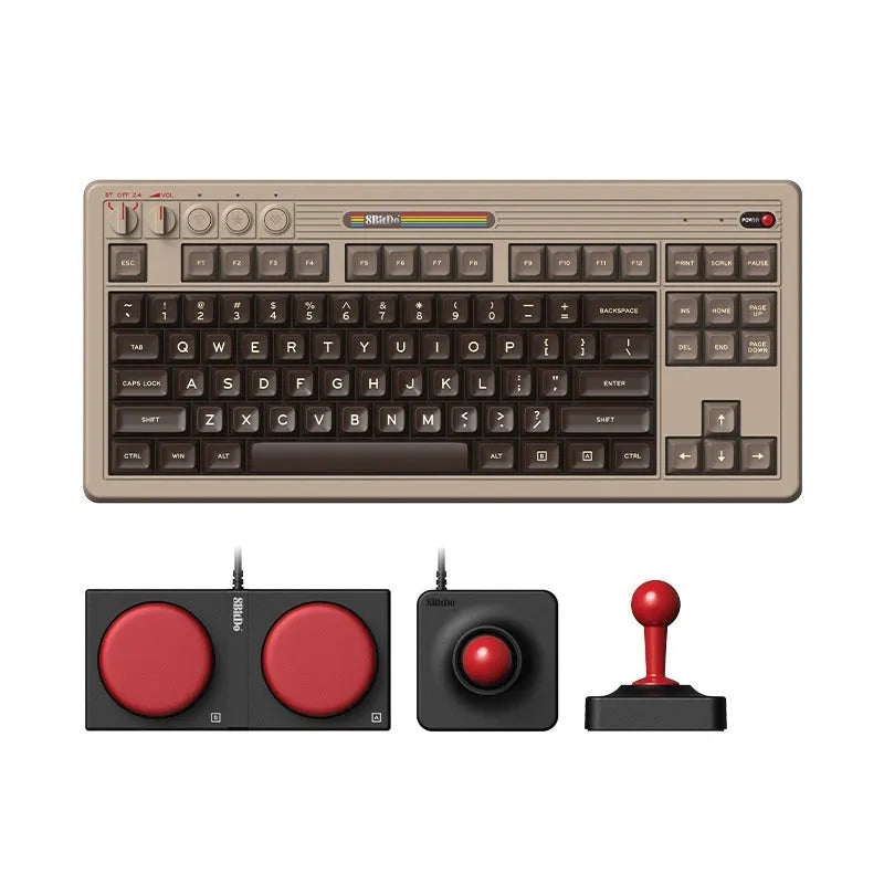 Retro87 C64 mechanical gaming keyboard with rocker design and wireless Bluetooth connectivity
