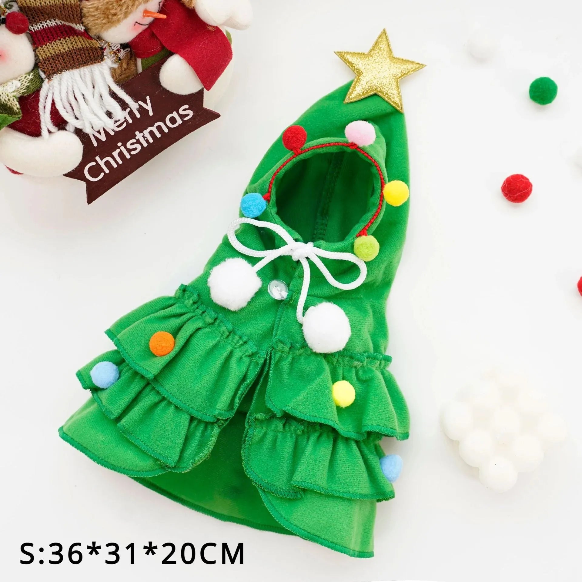 Red and green pet cloak shawl for small to medium dogs autumn winter Christmas