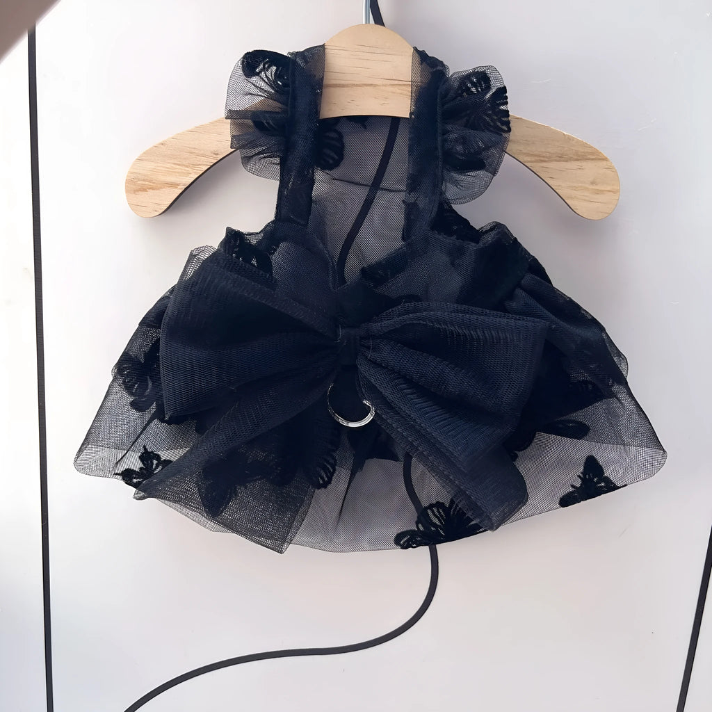 Black polyester princess tulle skirt pet clothing for small dogs and cats