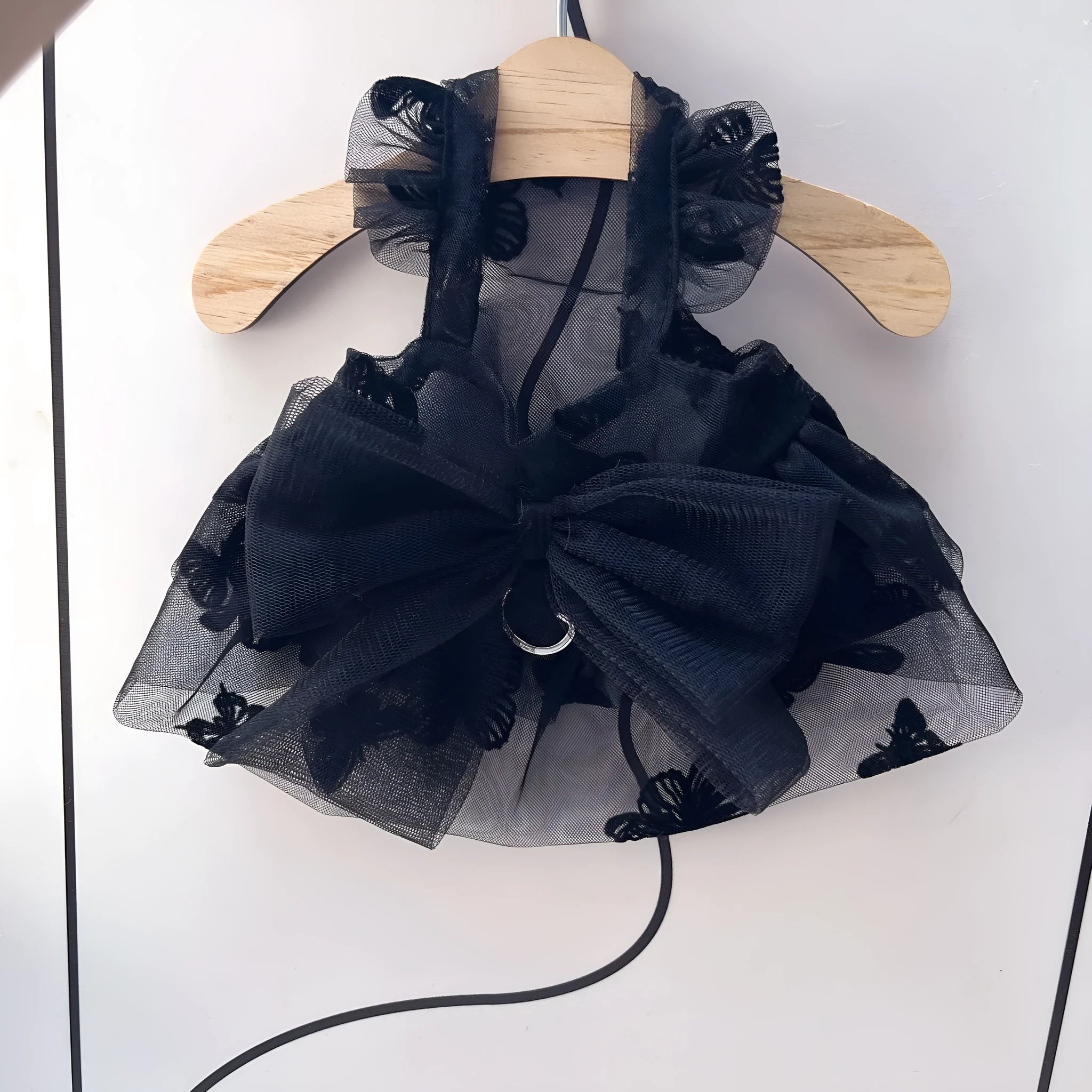 Black polyester princess tulle skirt pet clothing for small dogs and cats