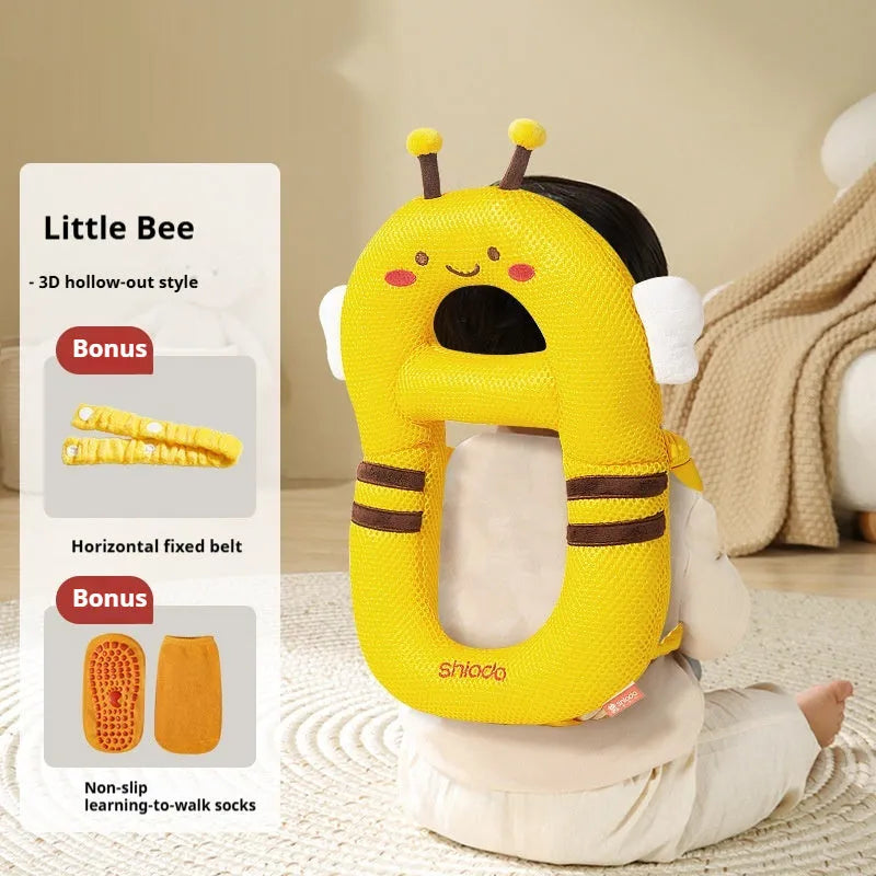 Baby anti-collision pillow with cartoon animal designs for toddling fall protection in kneecap and sock styles
