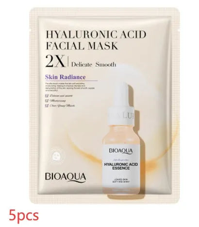 Single-use gel facial sheet mask in packaging, 30g collagen or hyaluronic acid formula.