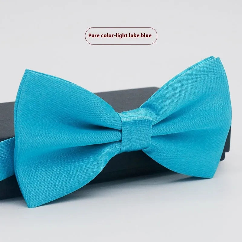 Solid colour formal bow tie with flat head design in polyester fabric