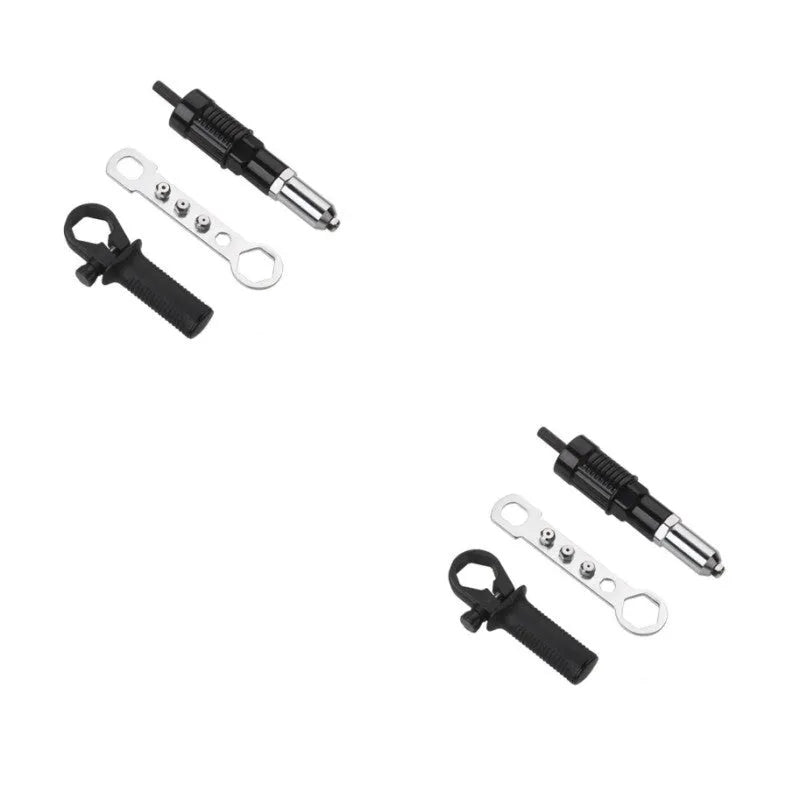 Black metal electric drill rivet gun attachment with alloy steel head, measuring 173mm long.