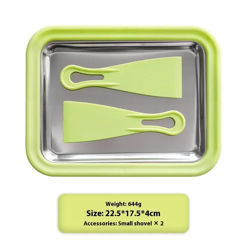 Green children's fried yoghurt machine with aluminium gasket for DIY dessert making