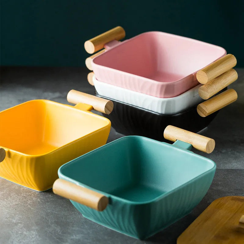 Irregular shaped porcelain ceramic bowl with matching lid available in multiple colours