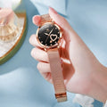 Women's mesh strap watch with 36mm alloy case in rose shell with choice of dial colours