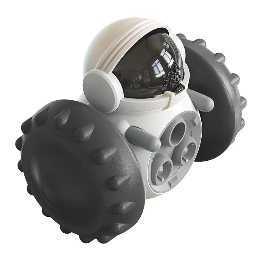 Self-balancing dog treat dispenser toy with roller design for small dogs and cats