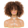 Afro kinky curly wig with oblique bangs in black colour for ladies
