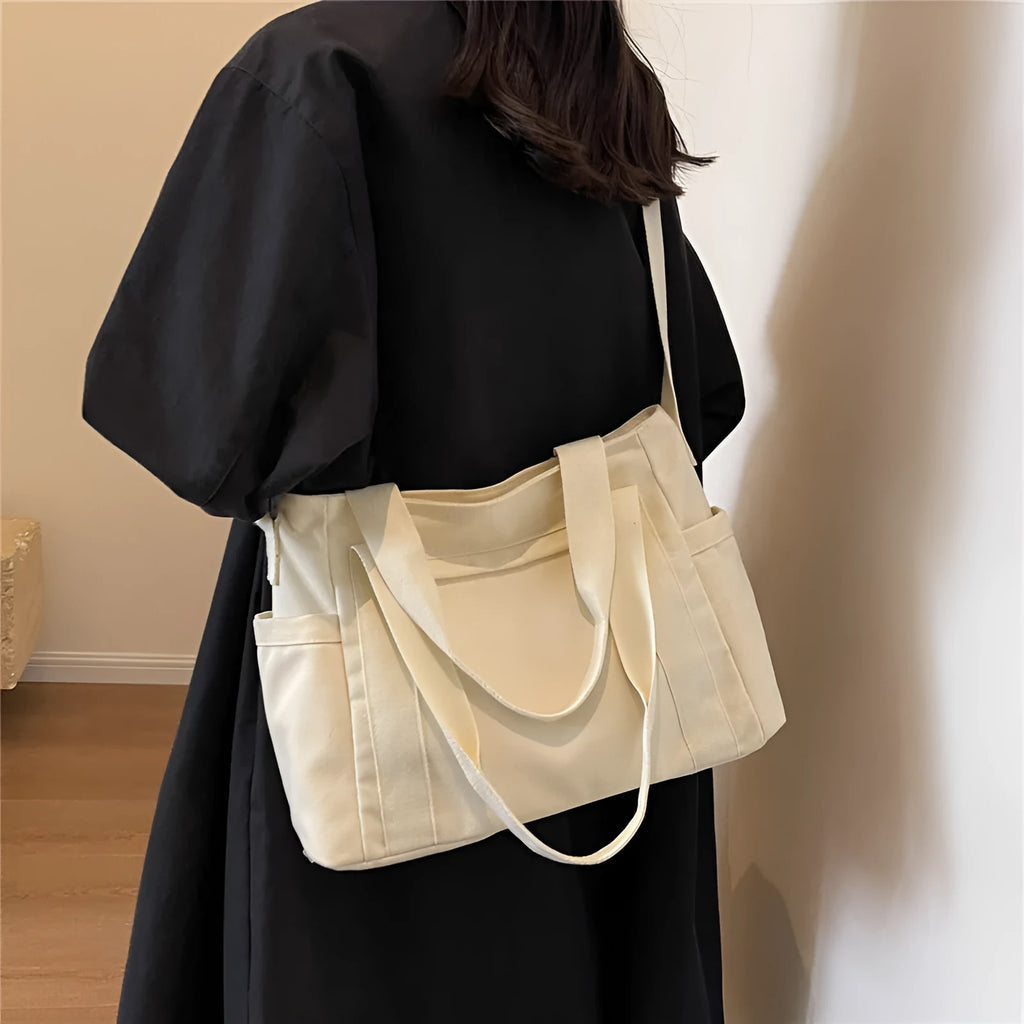 Large capacity polyester shoulder bag for women with internal mobile phone pocket