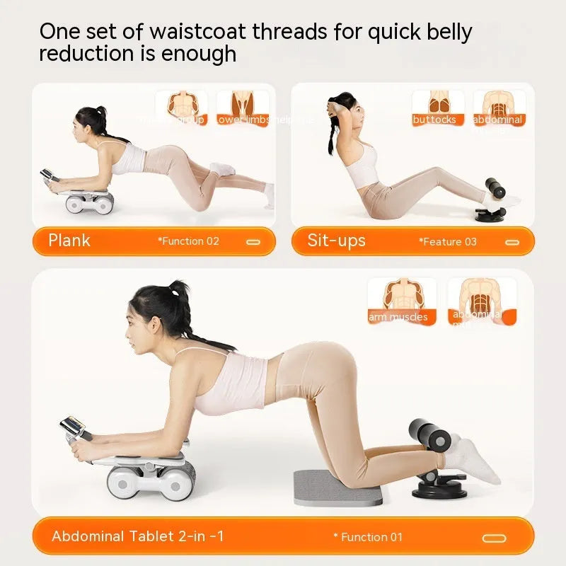 White LED timing fitness roller equipment for belly contraction and rolling exercises