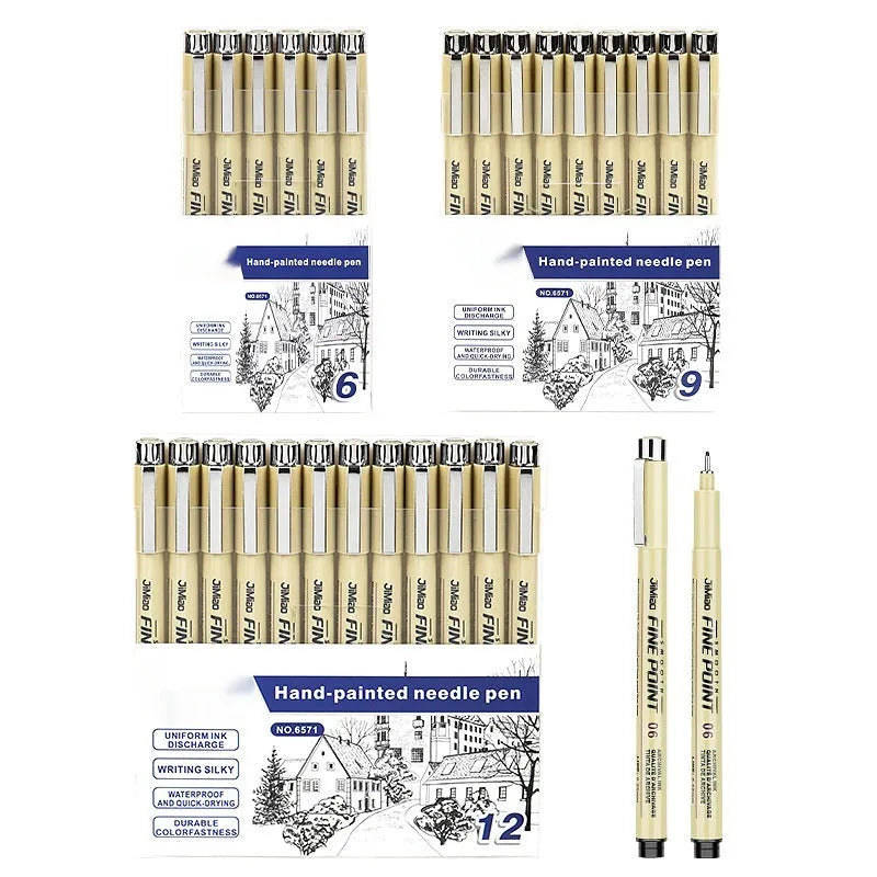 Waterproof needle pen with hook line art cartoon design on 133mm plastic body