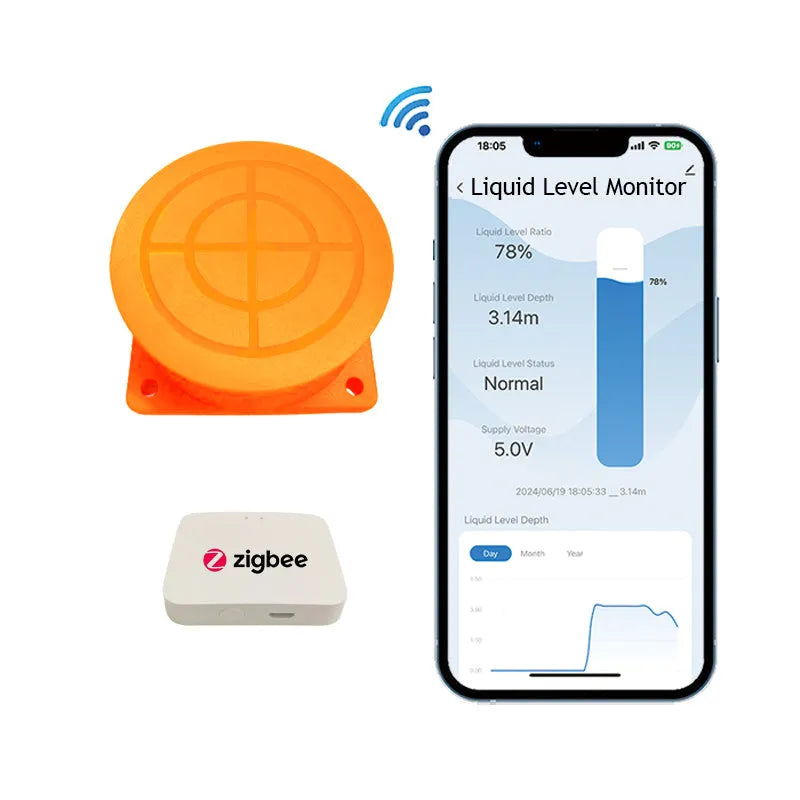 Wireless fluid level monitor sensor for remote water and oil tank measurement with smartphone app control