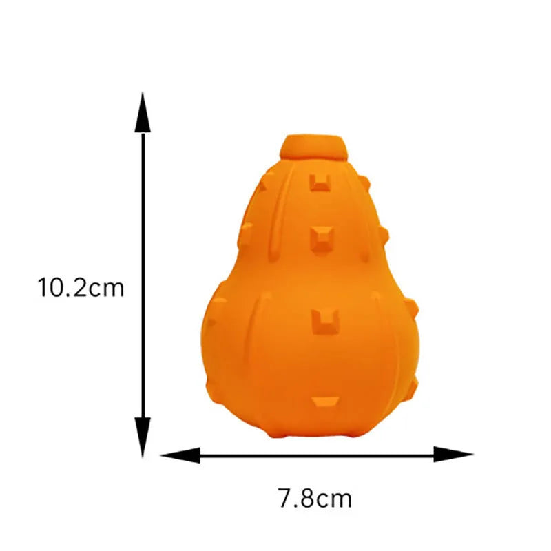 Natural rubber interactive dog toy with treat hole and strap for small and medium breed dogs