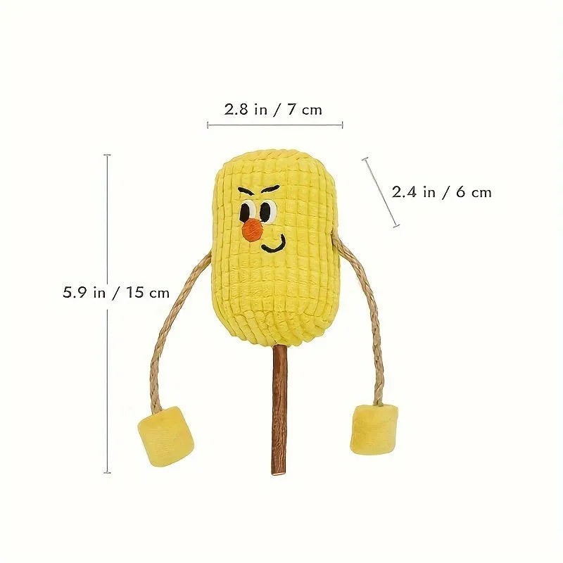 Natural polii wood corn cob shaped cat chew toy infused with catnip for dental care.