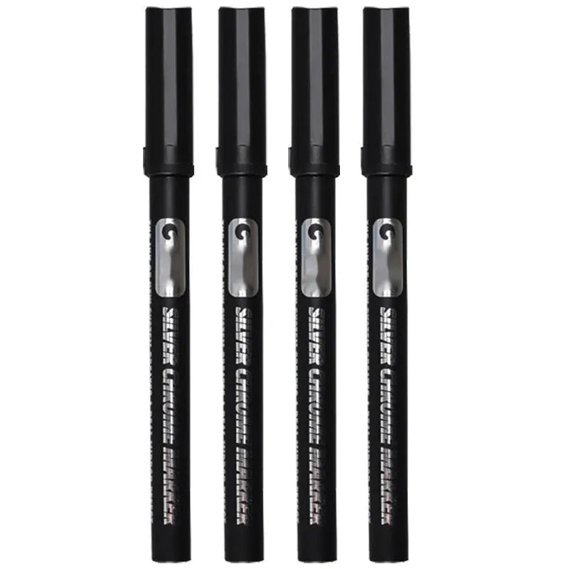 A plastic waterproof marker pen for writing on glass and mirrors, showing 1mm and 2mm tip size options.