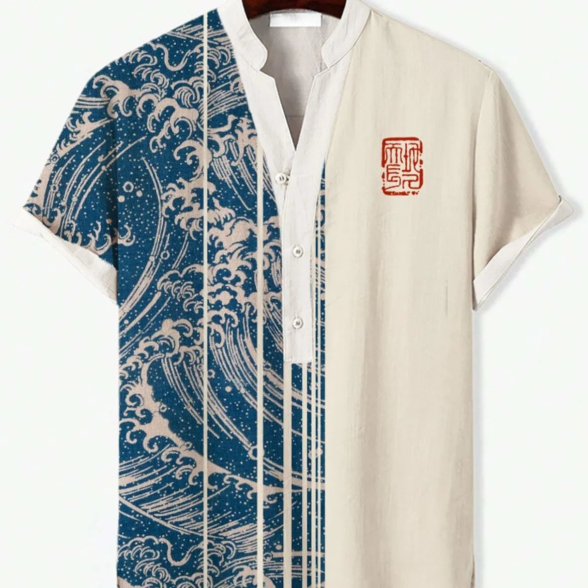 3D digital animal graphic printed on a short sleeve polyester T-shirt, shown on a hanger.