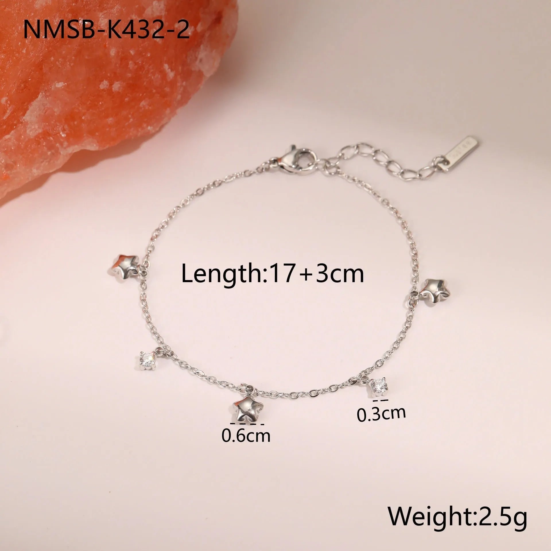 Gold plated stainless steel bracelet with geometric star pendant, women's office jewellery