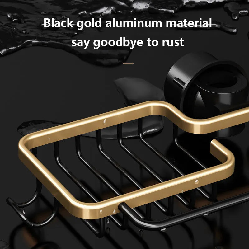 Kitchen storage faucet rack drain basket in space aluminium with no-punching attachment mounted over tap