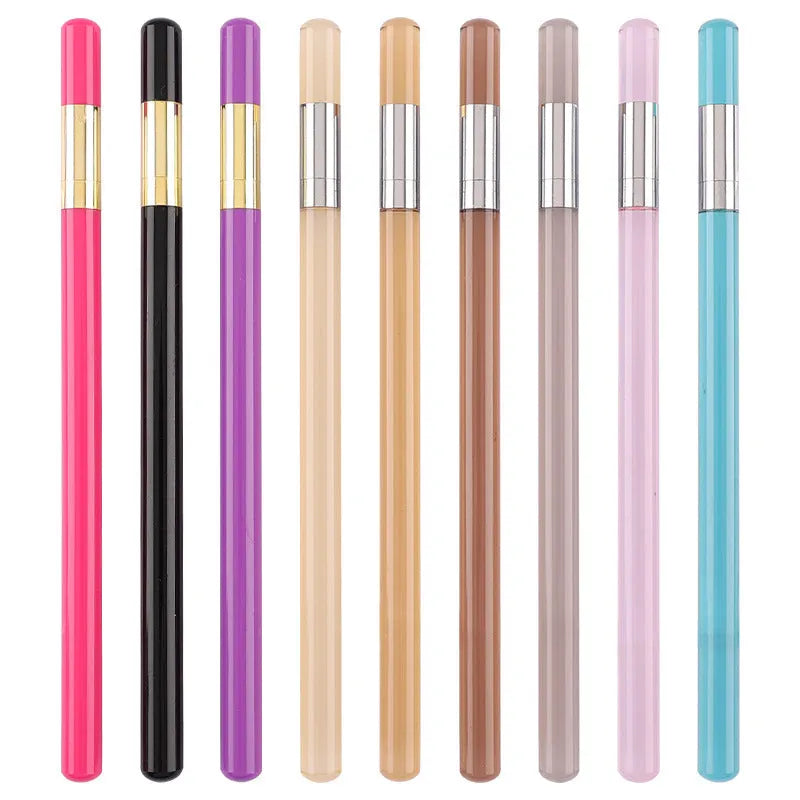 Acrylic transparent sharpening-free pencil with alloy pen head showing coloured refills