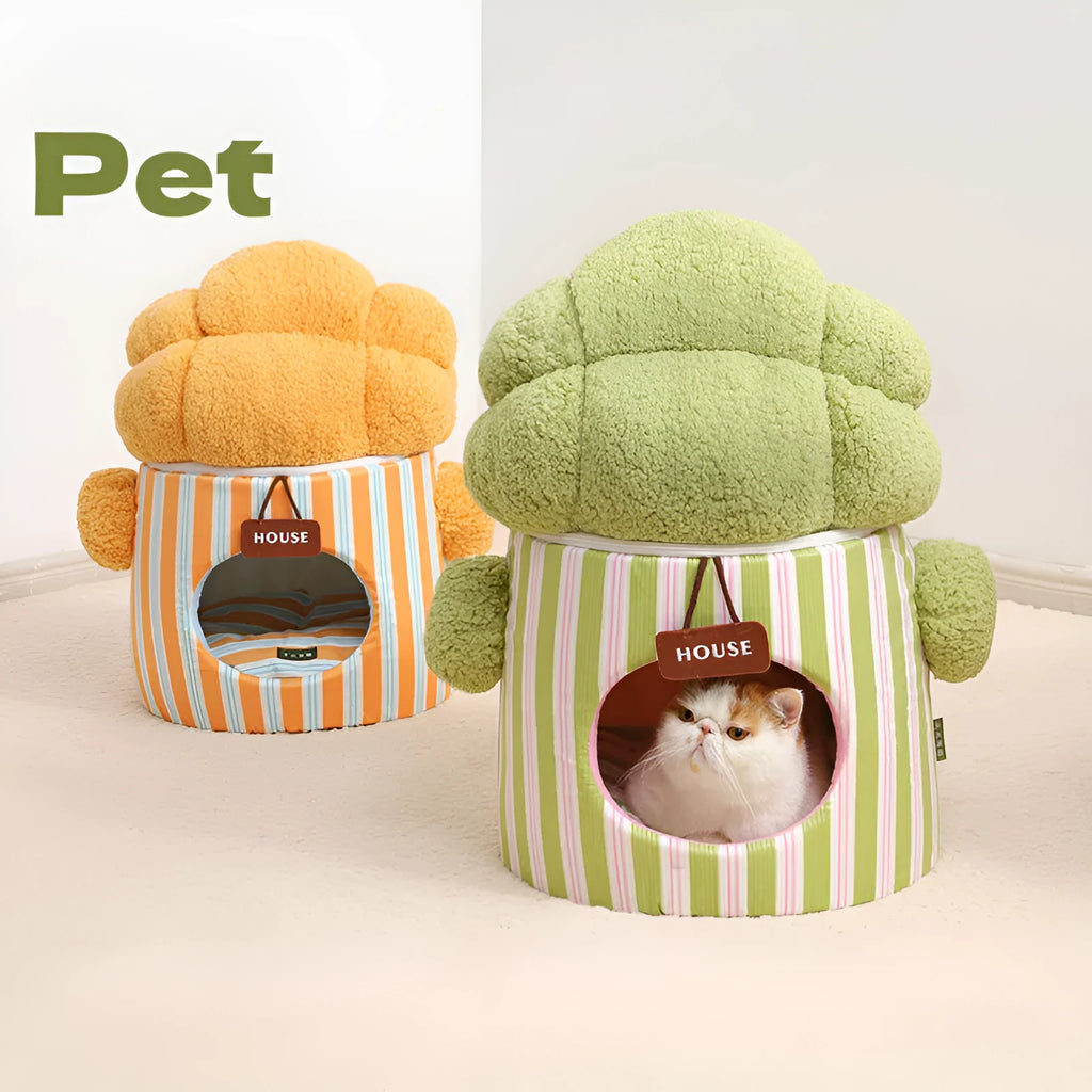 Green cauliflower tree hole enclosed pet house for small dogs and cats