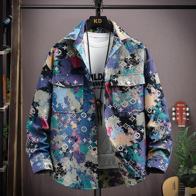 Women's casual lapel shirt coat in a colour option, showing long sleeves and straight hem design.