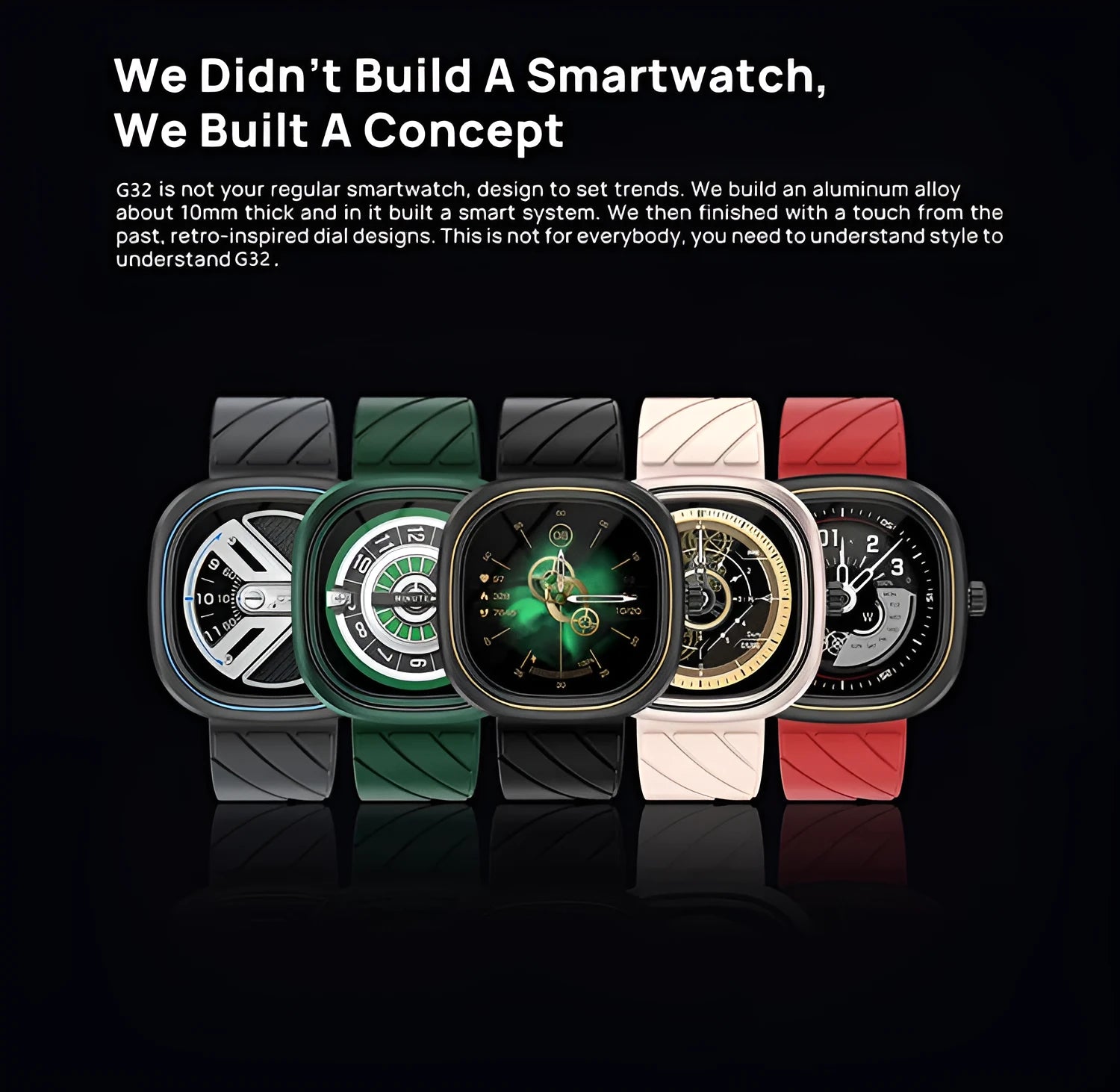 Square Bluetooth smart bracelet sports watch with colour touchscreen on black silicone wristband