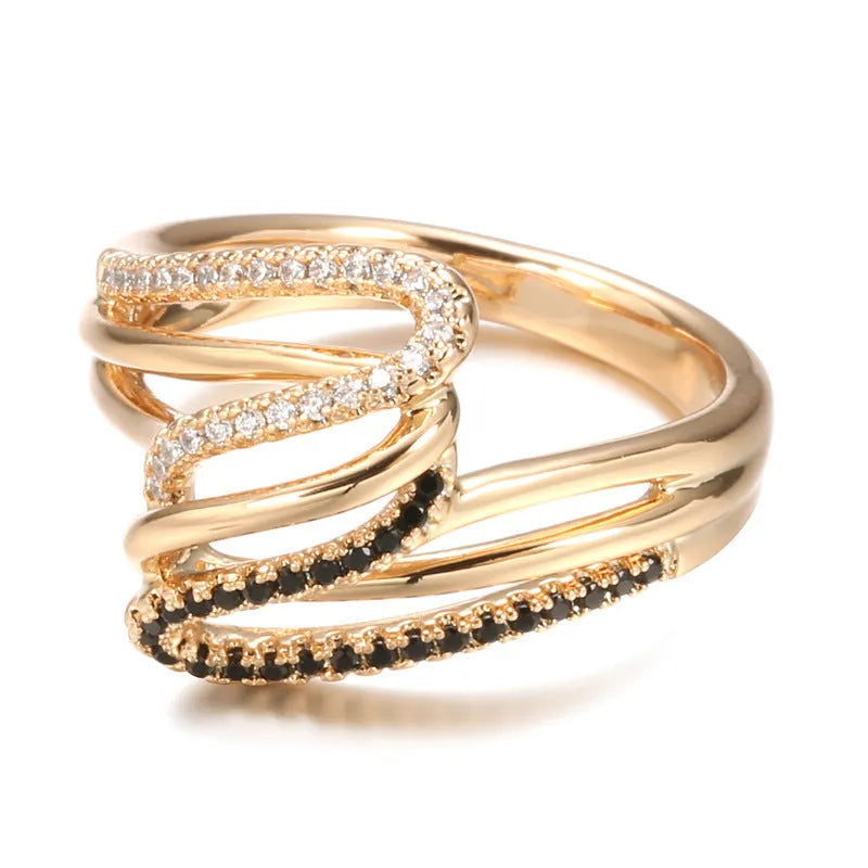 Women's micro-inlaid zircon ring in copper with electroplated finish, colour WK2230