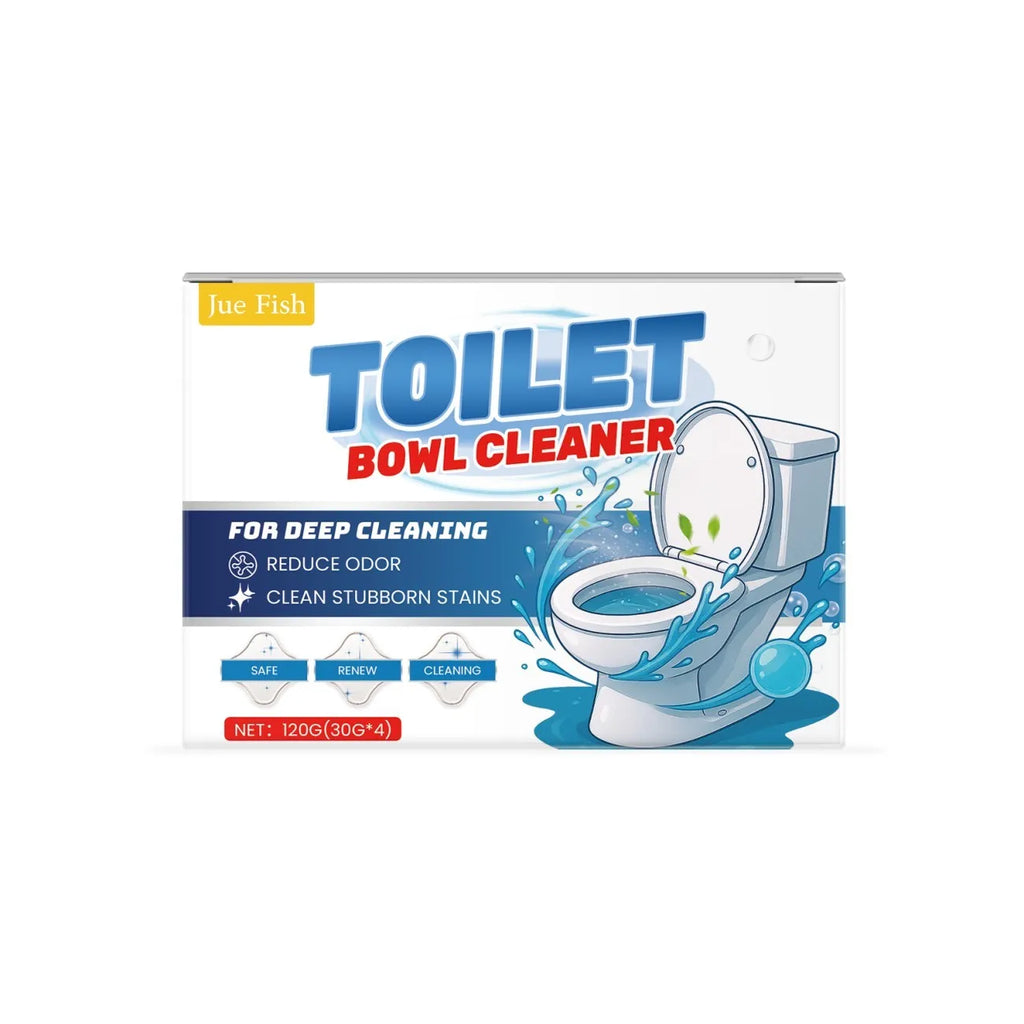 Pack of four sachets of toilet bowl cleaning powder for removing urine stains and odours.