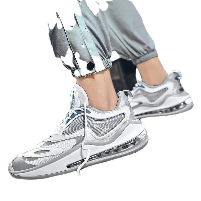 Men's summer air cushion casual shoes in Space Black and Space White colours with rubber sole