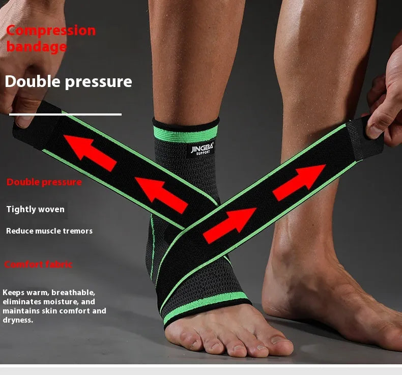 Adult sports ankle support brace in orange, black, or green for basketball, running, and mountaineering.