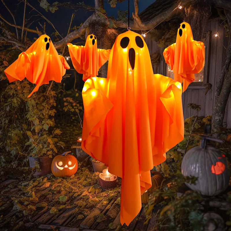 White ghost scream Halloween light with cloth construction for indoor party decoration