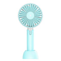 Blue mini silent USB desktop and handheld fan with three-speed control