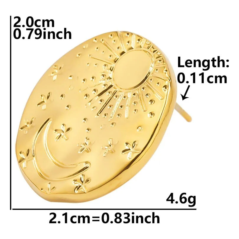304 stainless steel geometric shell earring studs with gold electroplated finish