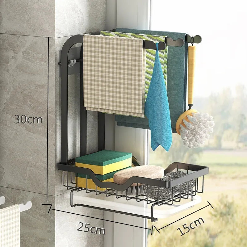 Foldable plastic kitchen storage rack in new Chinese style for wall or tabletop mounting