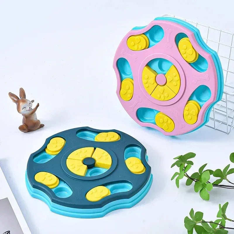 Blue or pink dog puzzle food bowl feeder interactive toy for small medium large breeds