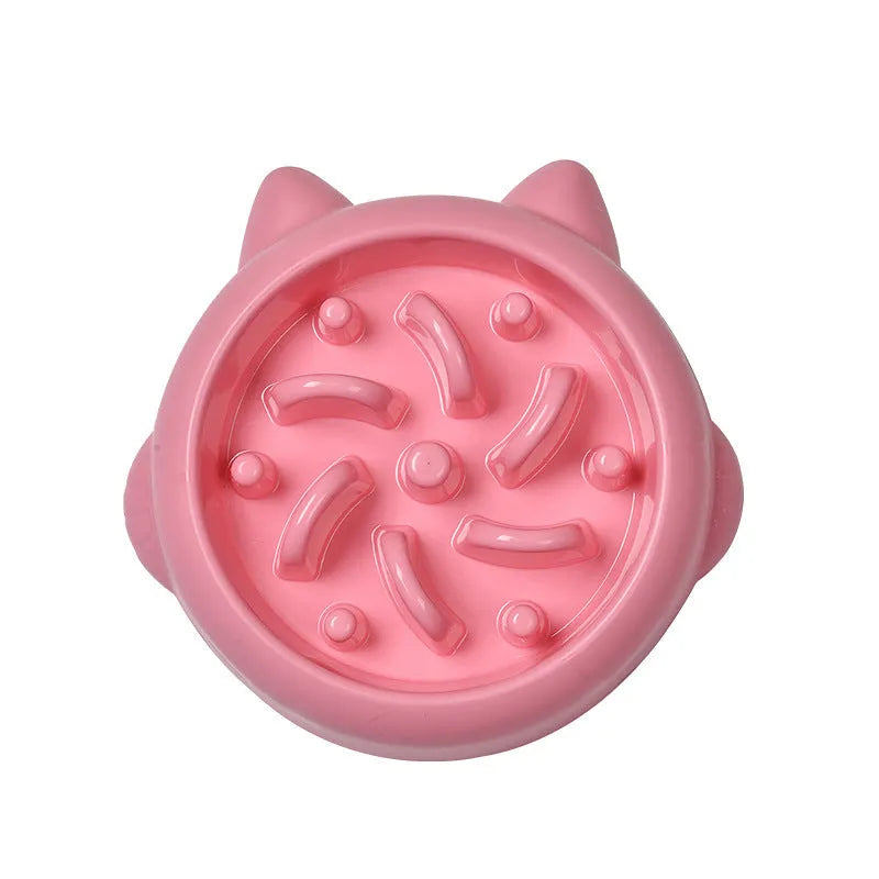 Bone-shaped slow feeder pet bowl in PP plastic showing interior maze design for slower eating