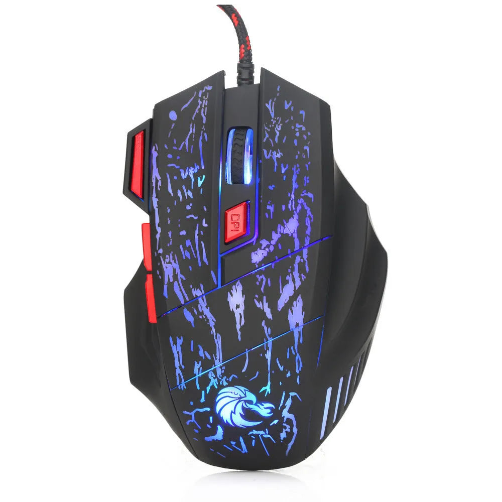 H300BK coloured wired gaming mouse with USB cable on desktop