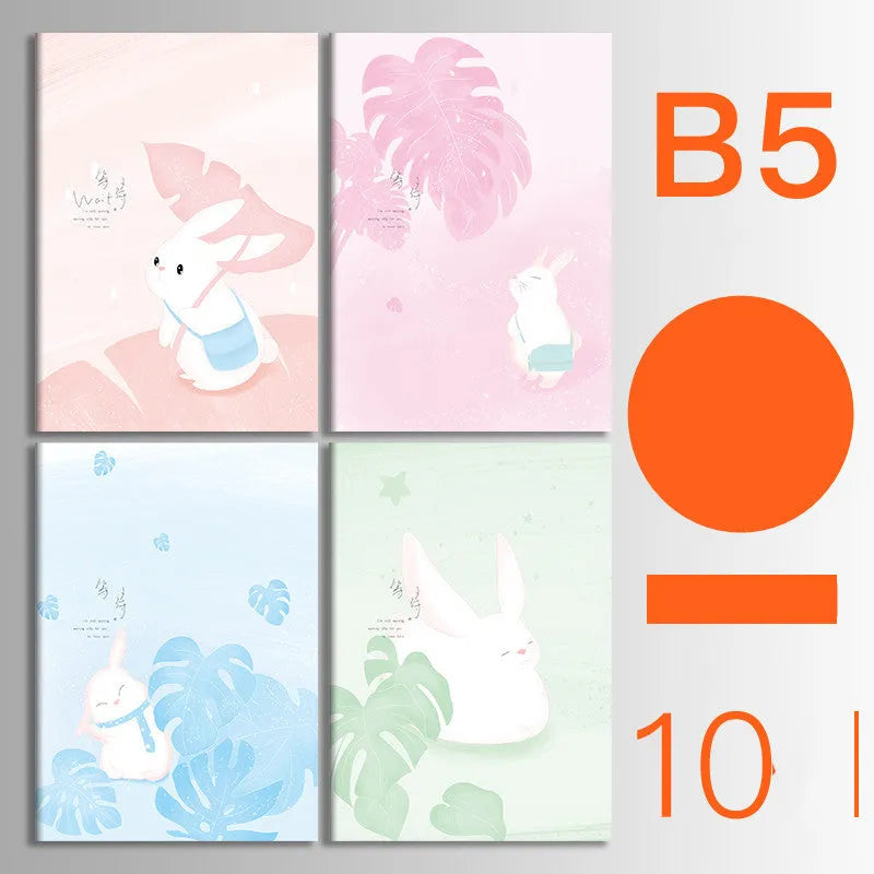 Set of 10 thread-bound softcover notebooks in various designs including kraft paper and printed patterns