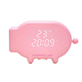 Multifunctional LED alarm clock with temperature display available in blue or pink with USB cable