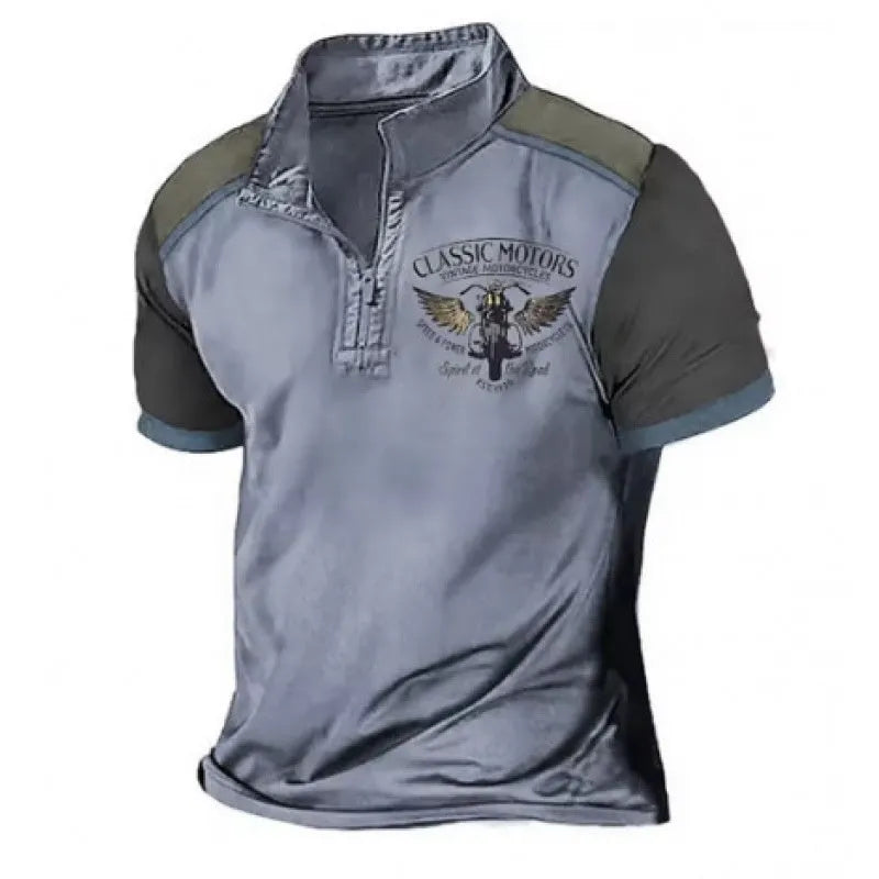 Men's 3D printed golf polo shirt in loose fit polyester bird eye cloth