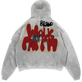 Women's granny grey hoodie with vintage letter print design and harajuku street style