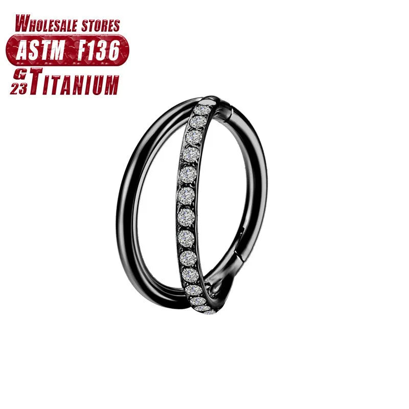 Titanium alloy fork-style nose ring body jewellery shown in silver finish.