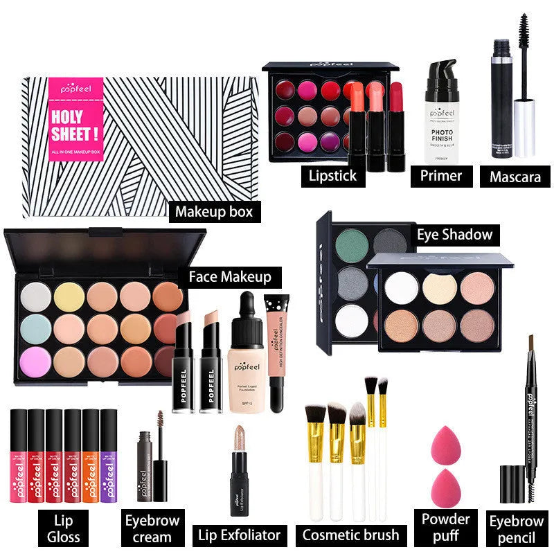 Beginner makeup set with concealer, eyeliner, and eyebrow pencil in natural colour